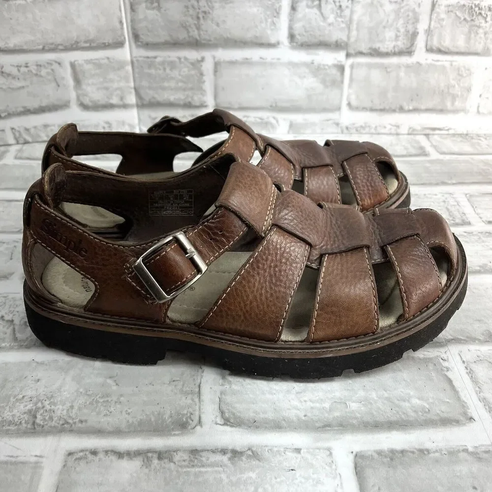 Simple Shoes Men's Size 9 Brown Leather Comfort Fisherman Sandals